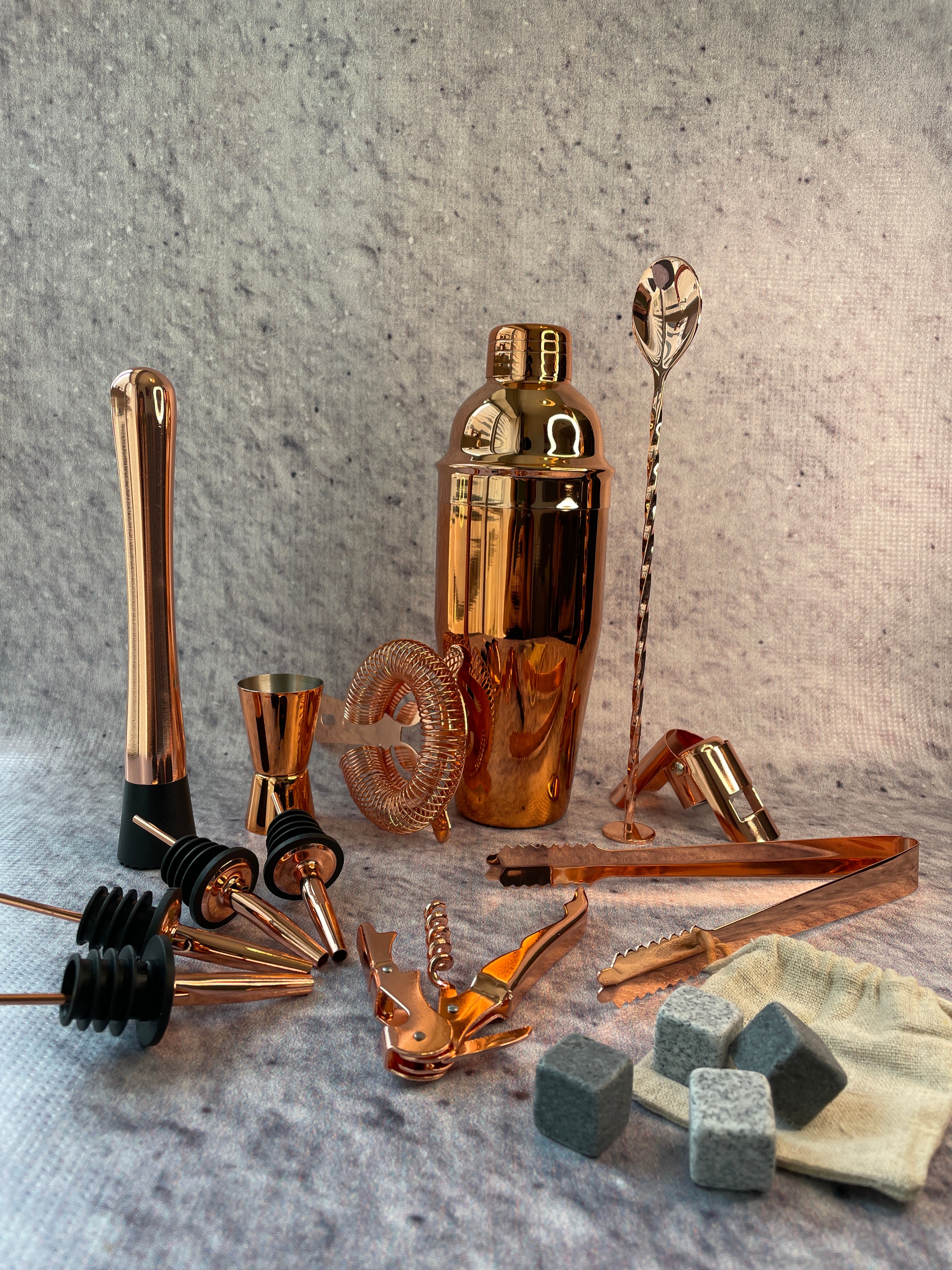 Copper Cocktail Bar Shaker Set