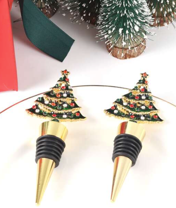 Christmas Tree Wine Stopper - Gold