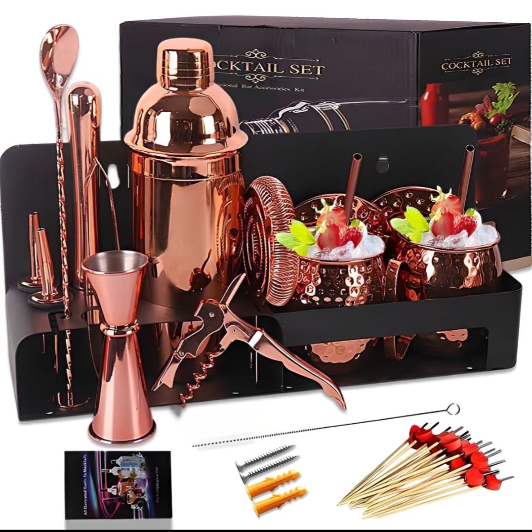 Cocktail Shaker Set With Mule Glasses