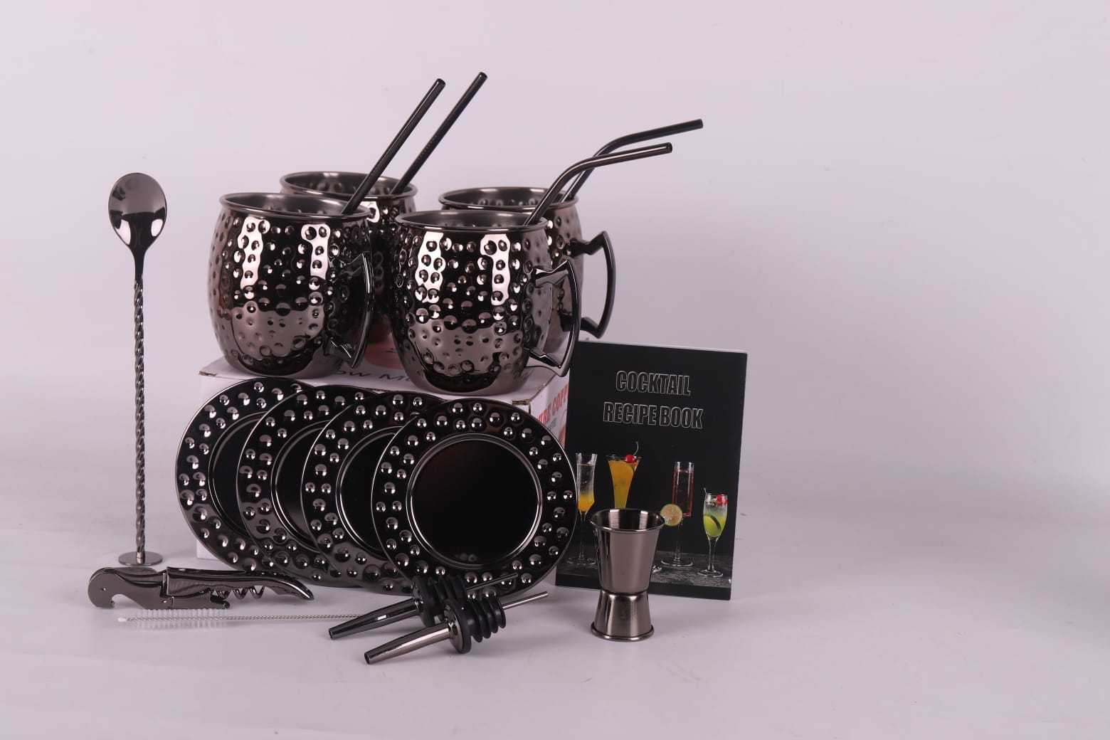 Gift Set of 4 Moscow Mule Cups with accessories