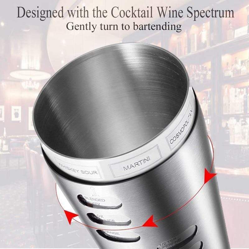 3 Piece Rotating Cocktail Shaker with 8 recipes