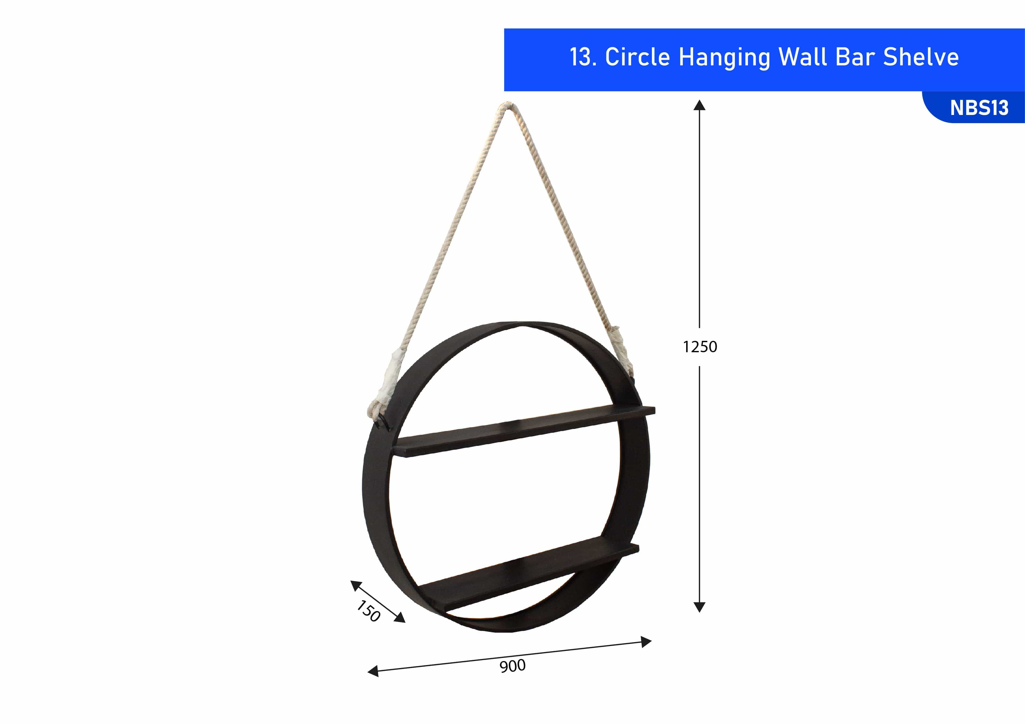 Circle Hanging Wall Bar Shelve Black