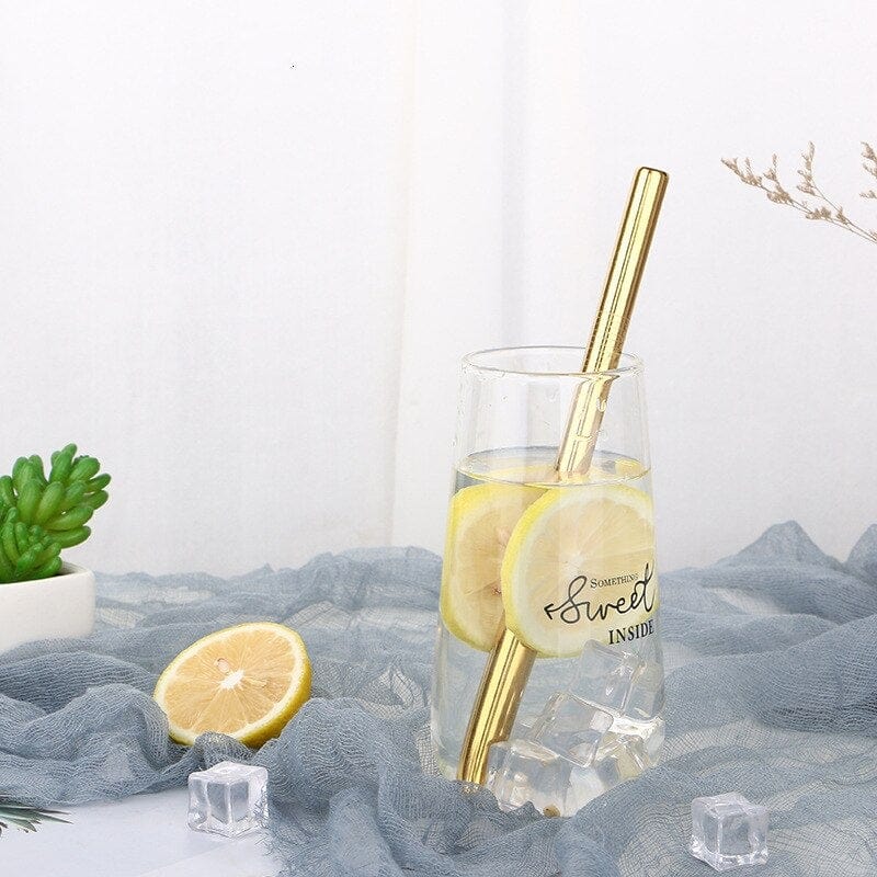 Gold Metal Straws - Set of 4