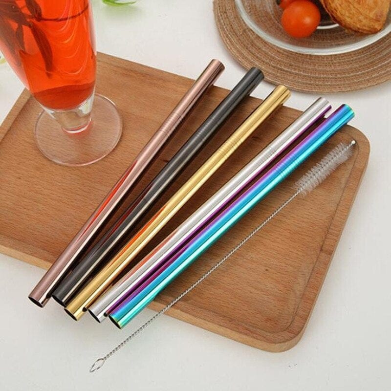 Gold Metal Straws - Set of 4