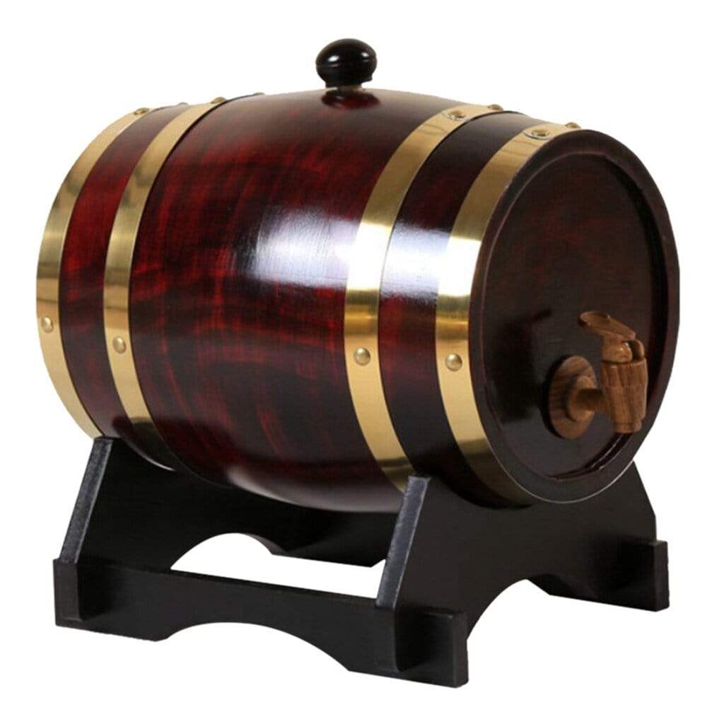 Oak Barrel Wine Dispenser with Stand