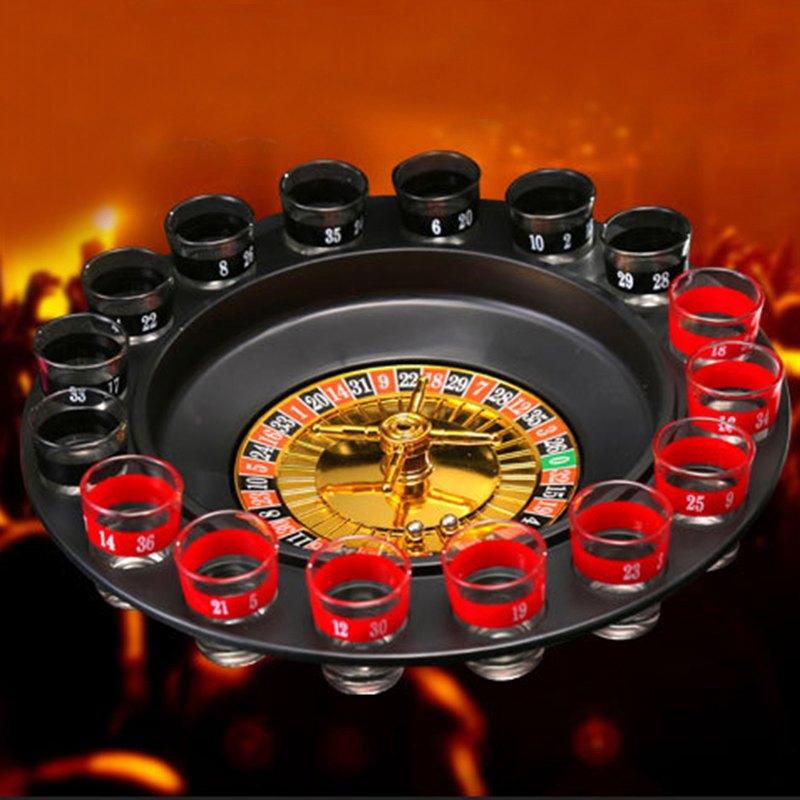 Roulette Wheel With 16 Shot Glasses