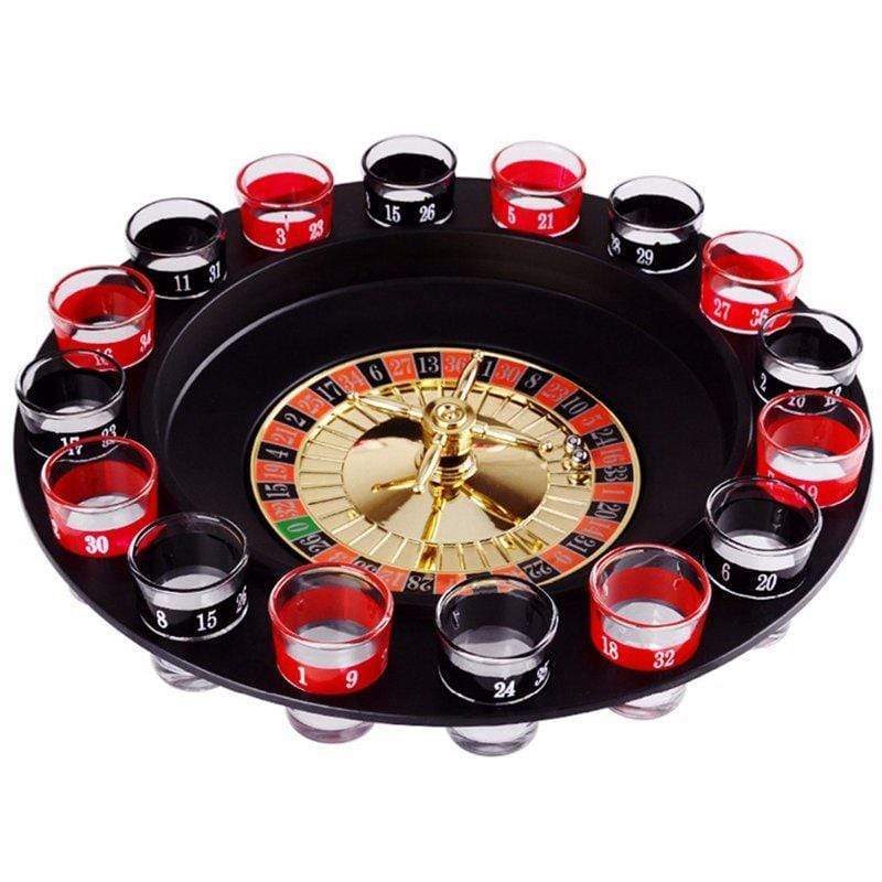 Roulette Wheel With 16 Shot Glasses