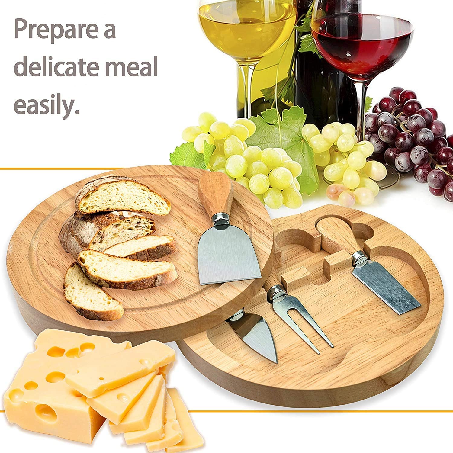 Round Cheese Boards with Knives