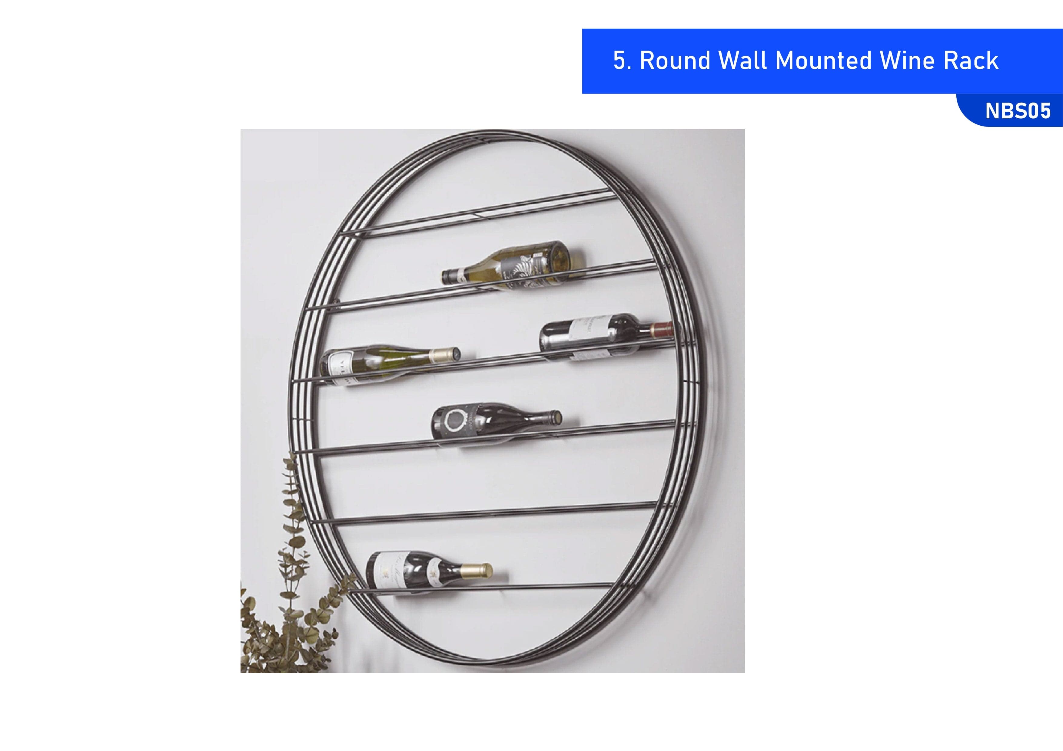 Round Wall Mounted Wine Rack Black