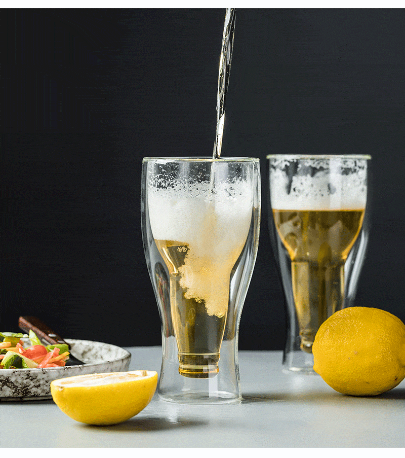 Unique Double Layered Beer Glass 350ml - 1 pc