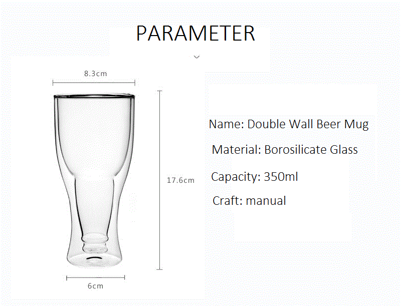 Unique Double Layered Beer Glass 350ml - 1 pc