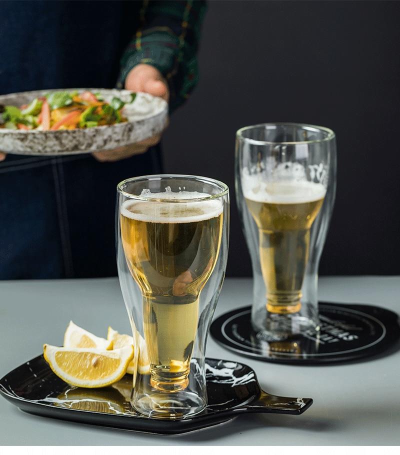 Unique Double Layered Beer Glass 350ml - 1 pc