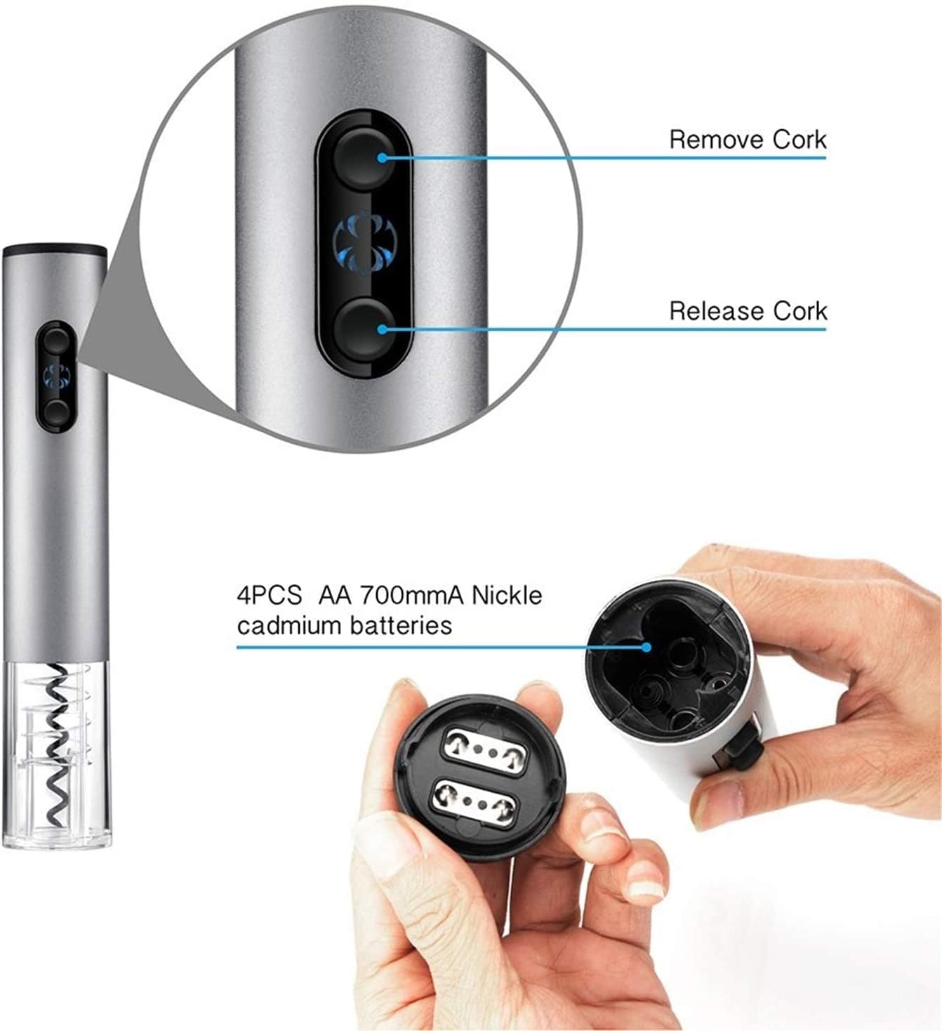 Wine Bottle Opener 4 Piece Set - Automatic/Battery Operated