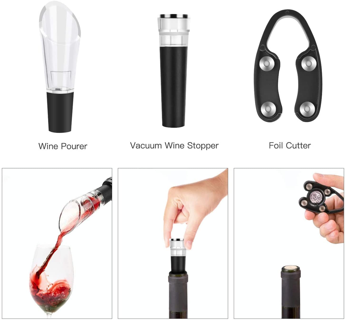 Wine Bottle Opener 4 Piece Set - Automatic/Battery Operated