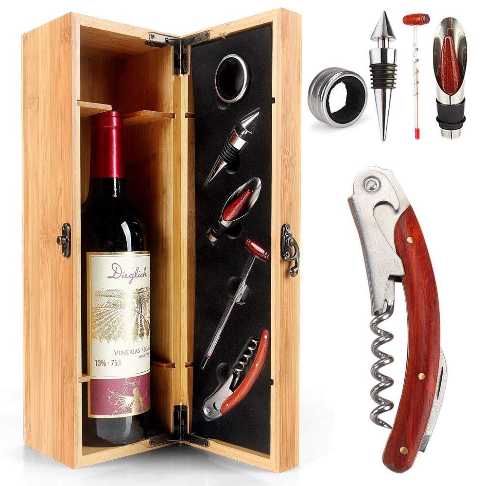 Wine Carry Box Gift Bag Wooden With Accessories