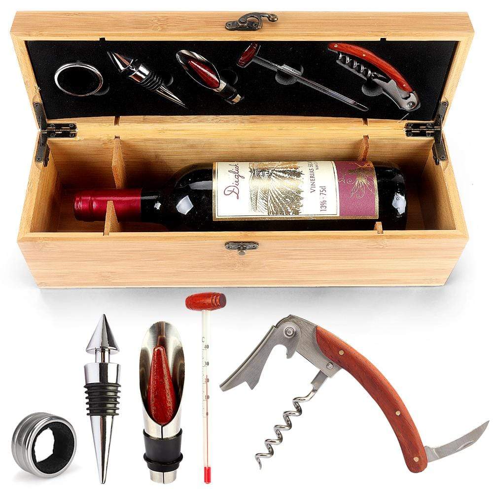 Wine Carry Box Gift Bag Wooden With Accessories