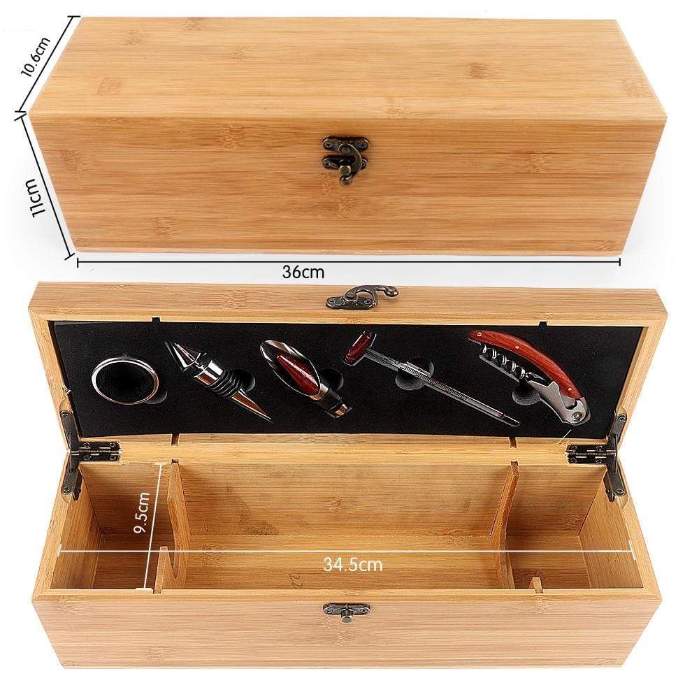 Wine Carry Box Gift Bag Wooden With Accessories