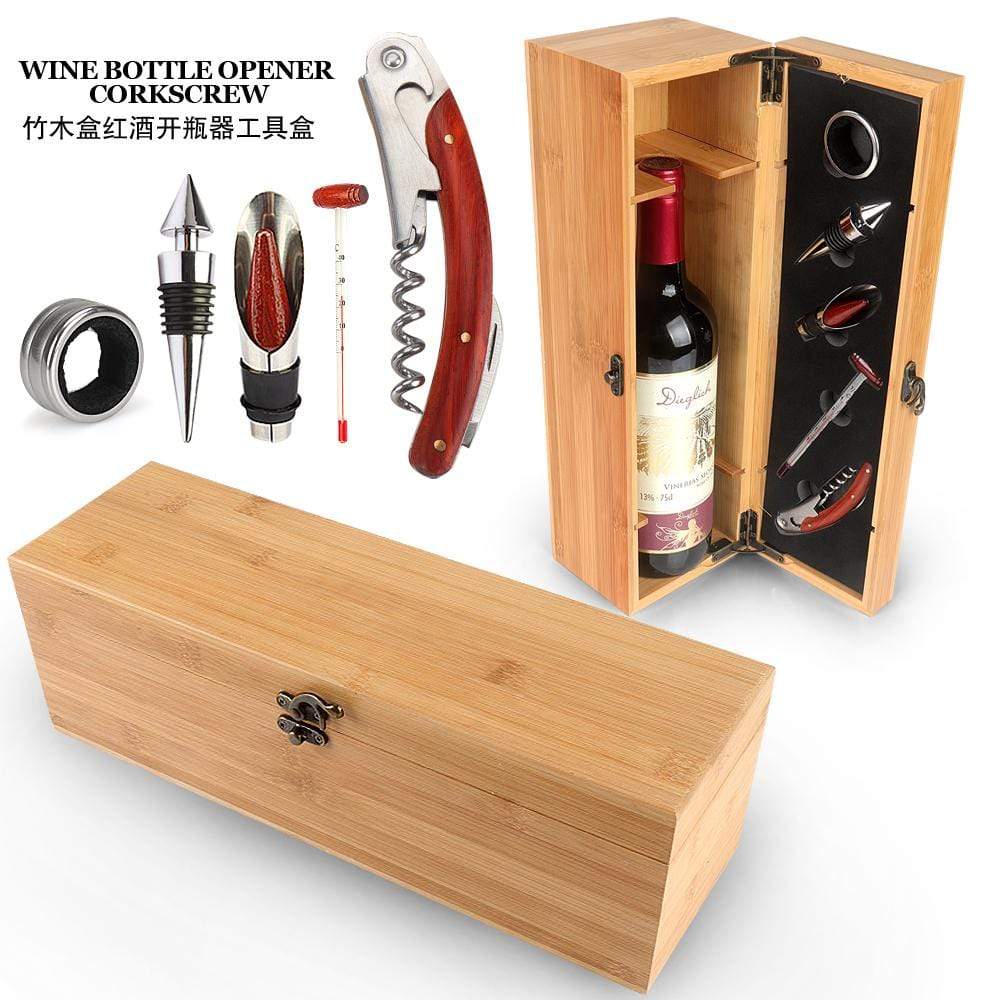 Wine Carry Box Gift Bag Wooden With Accessories