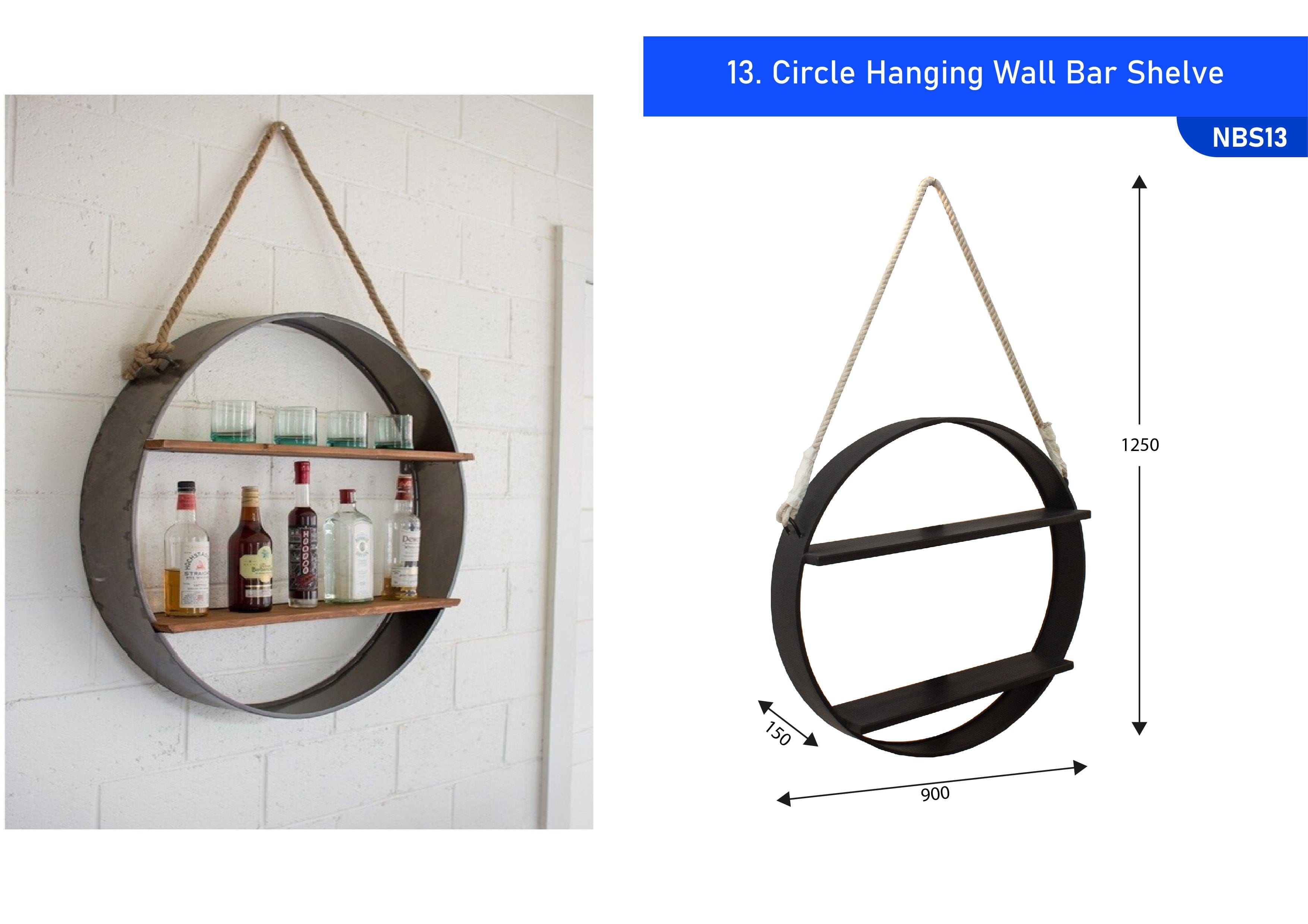 Circle Hanging Wall Bar Shelve Black