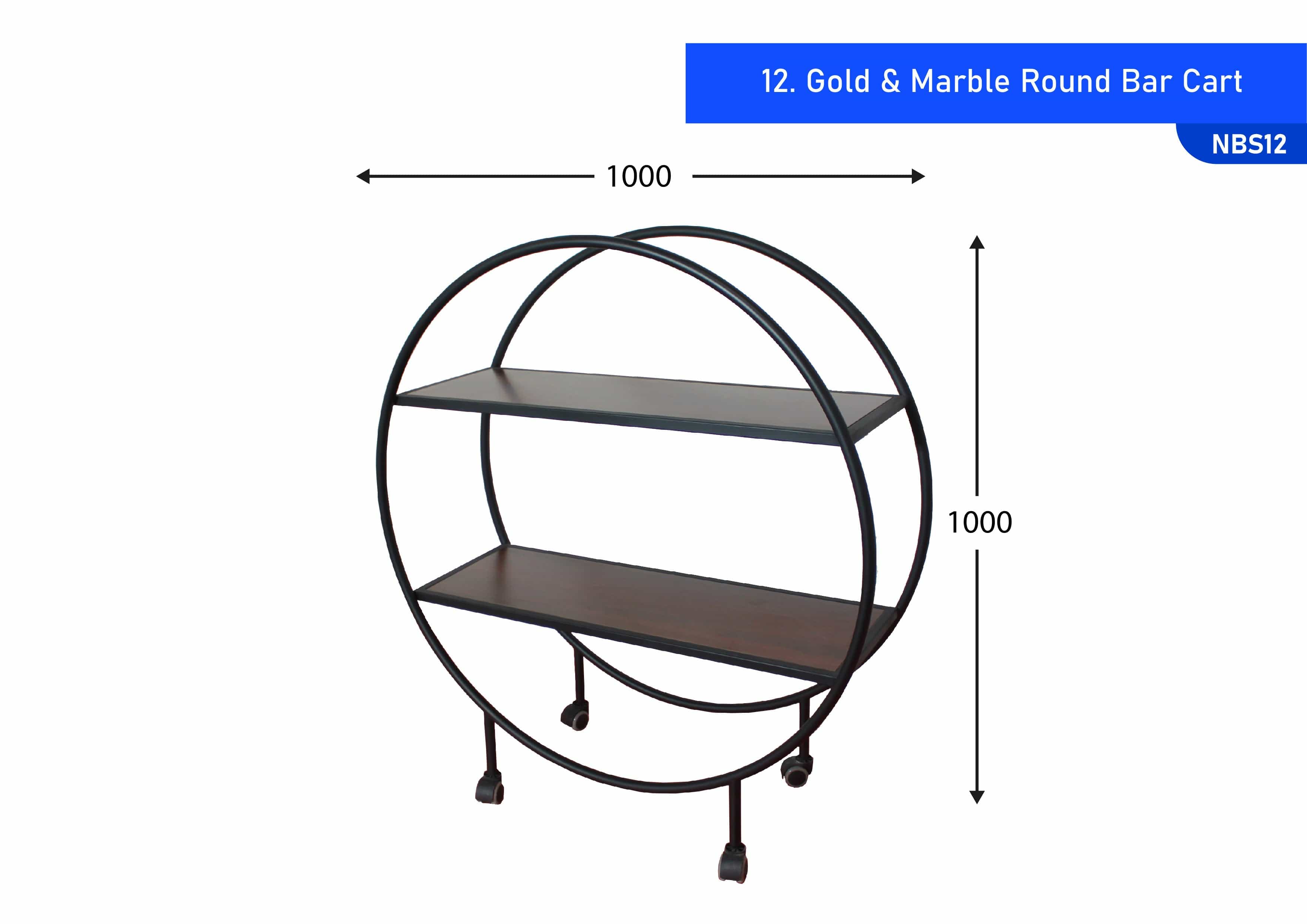 Gold & Marble Round Bar Cart