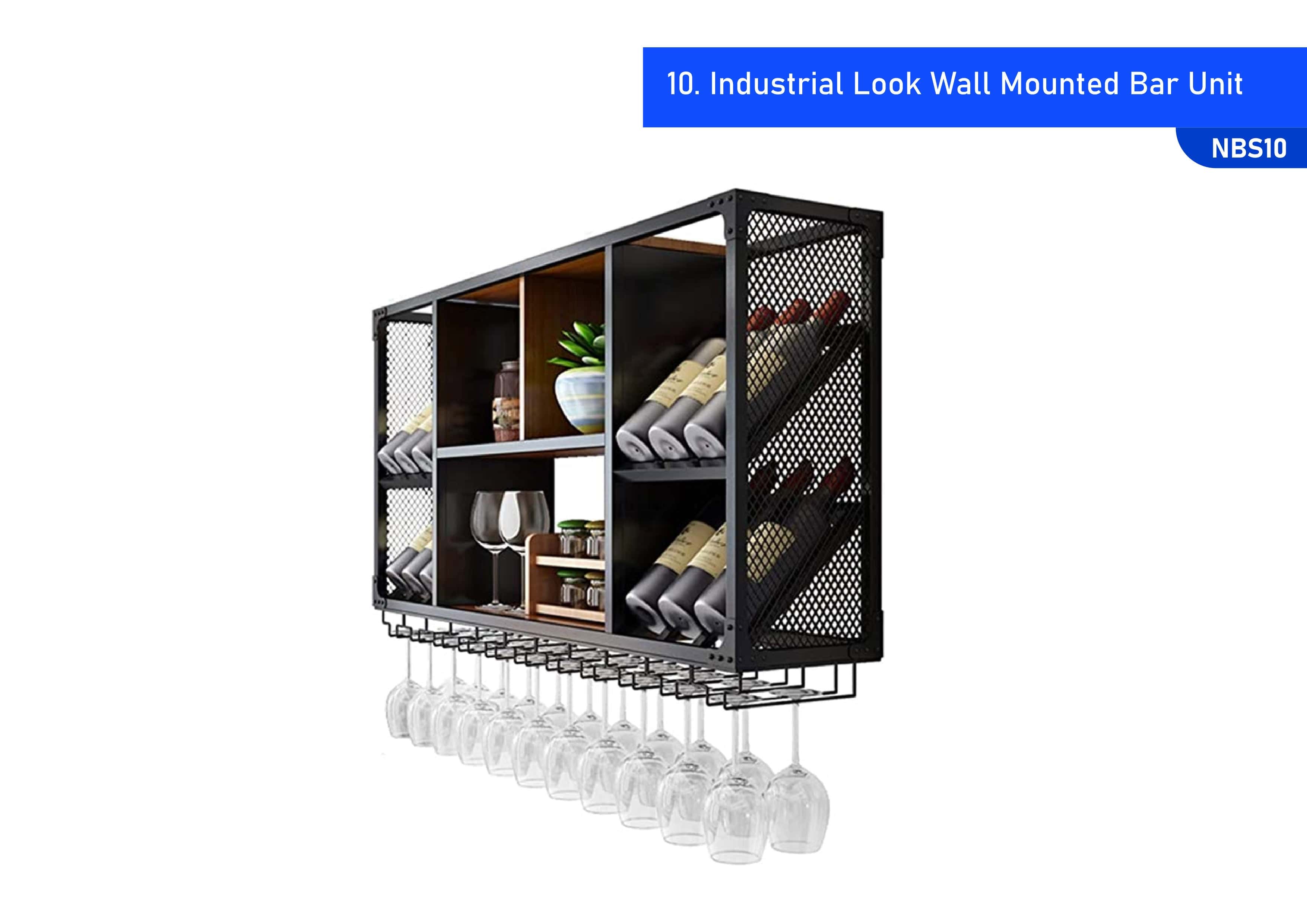 Industrial Look Wall Mounted Bar Unit Black