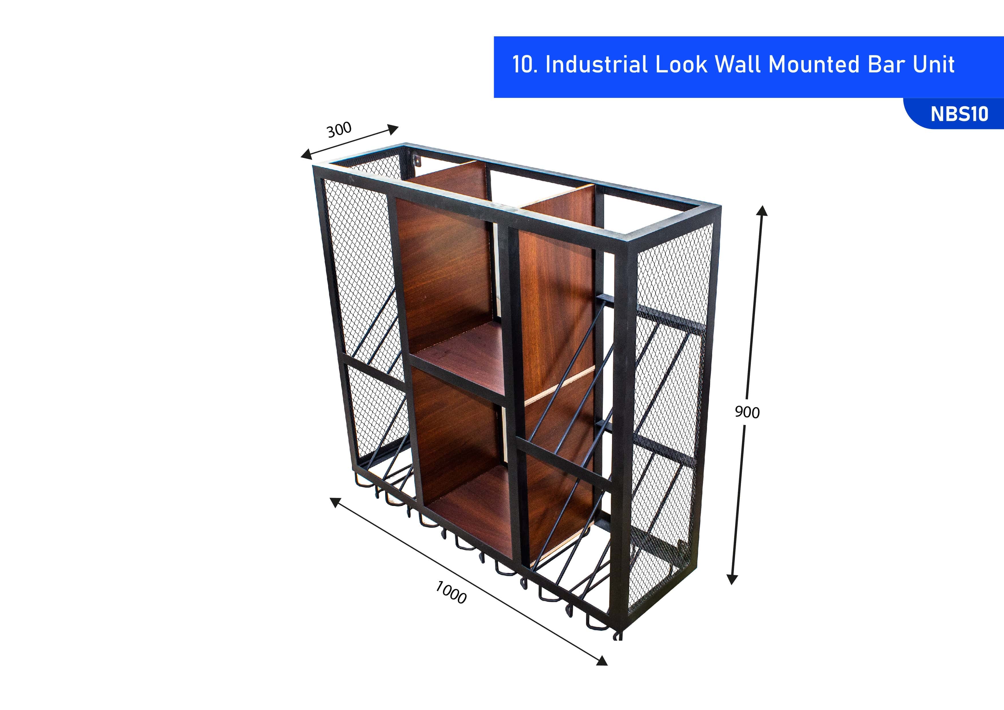 Industrial Look Wall Mounted Bar Unit Black